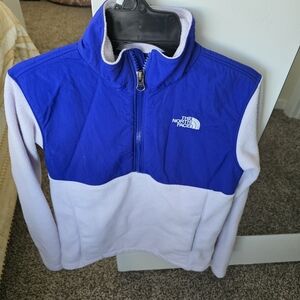 The North Face Kids Royal Blue and White Fleece Hoodie